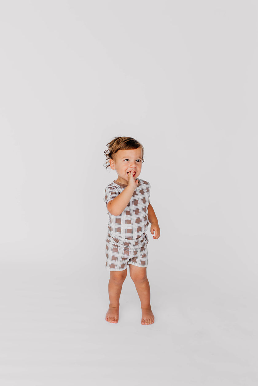 Brown Grid Two Piece