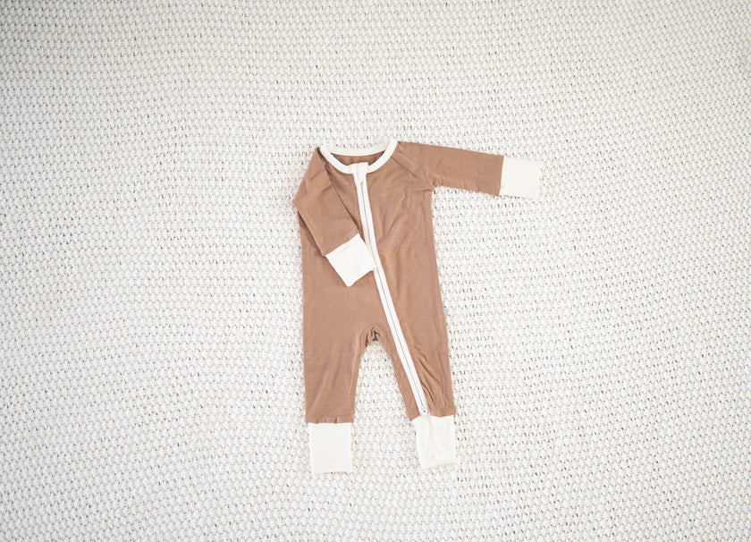 Brown Color Block Zippy